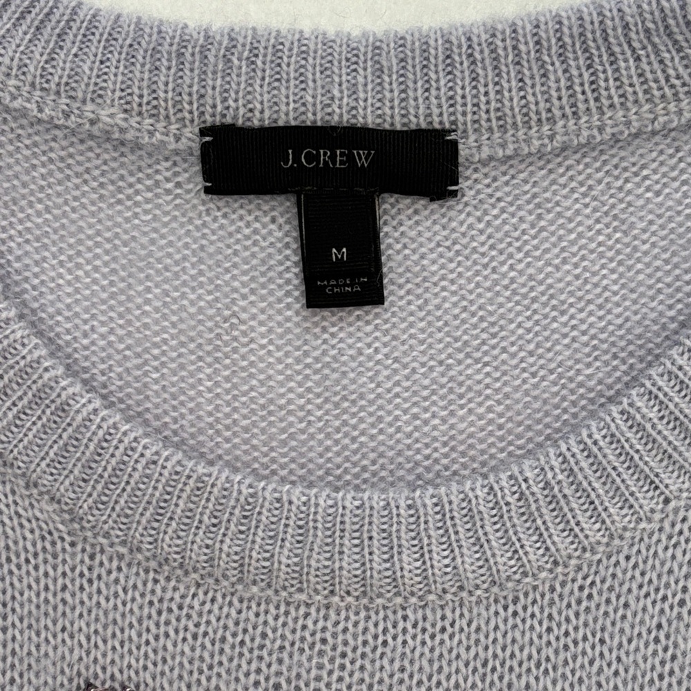 J. Crew Light Purple Sweater Floral Embellishments Womens Medium Wool Blend - Picture 3 of 8